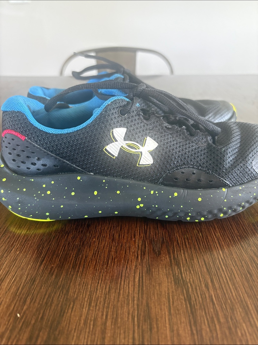 Under Armour Kids' Black & Blue Athletic Sneakers with Neon Accent
